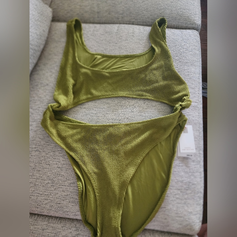 NWT Good American Chartreuse one piece swimsuit monokini 7/8 size 4XL